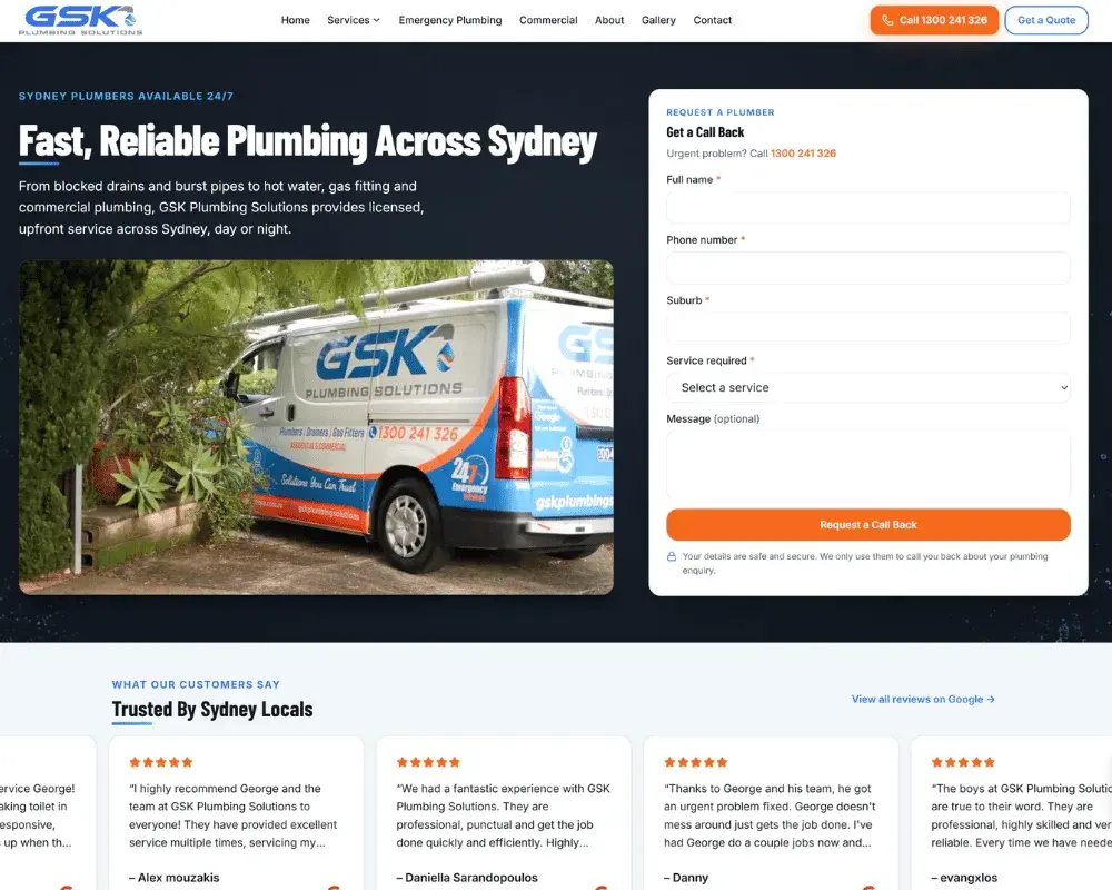 Website with a clear enquiry form and calls to action