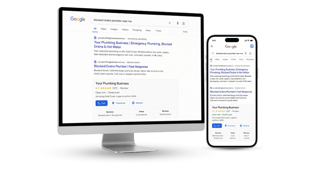 Google search results on desktop and mobile